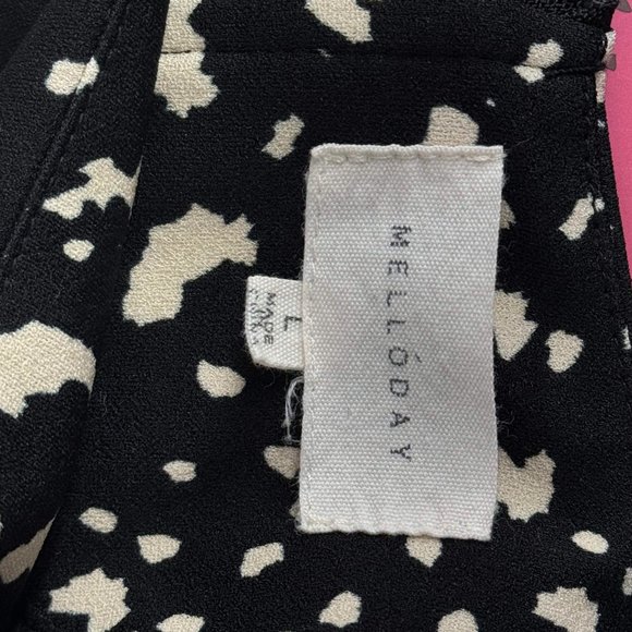 Melloday Women’s Short Sleeve Top Printed Black/Cream - Size Large - Picture 5 of 7